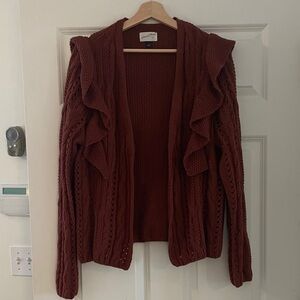 Universal Thread Women's Ruffled Cardigan - Brown